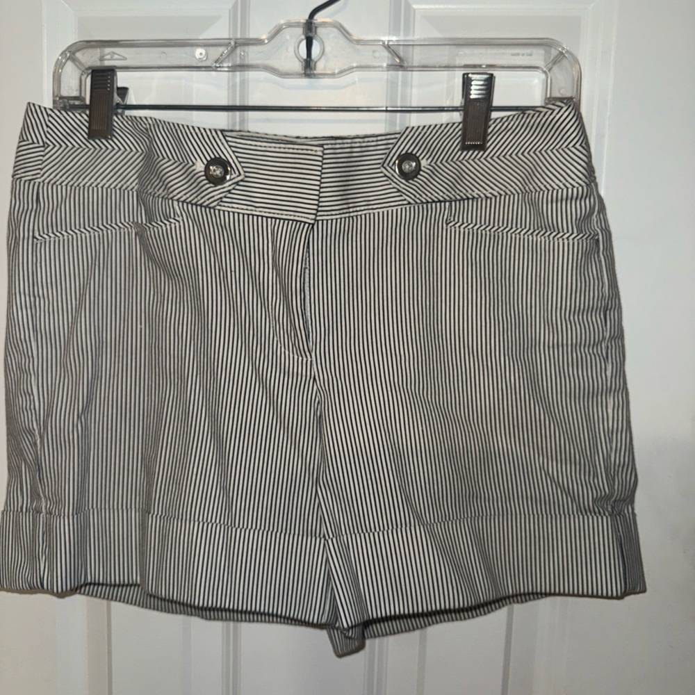 WHBM Women’s Striped Sailor Shorts - Black & White-size 4.